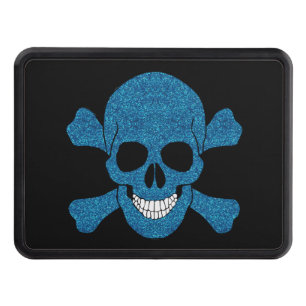 Blue Glitter Skull And Crossbones Trailer Hitch Cover