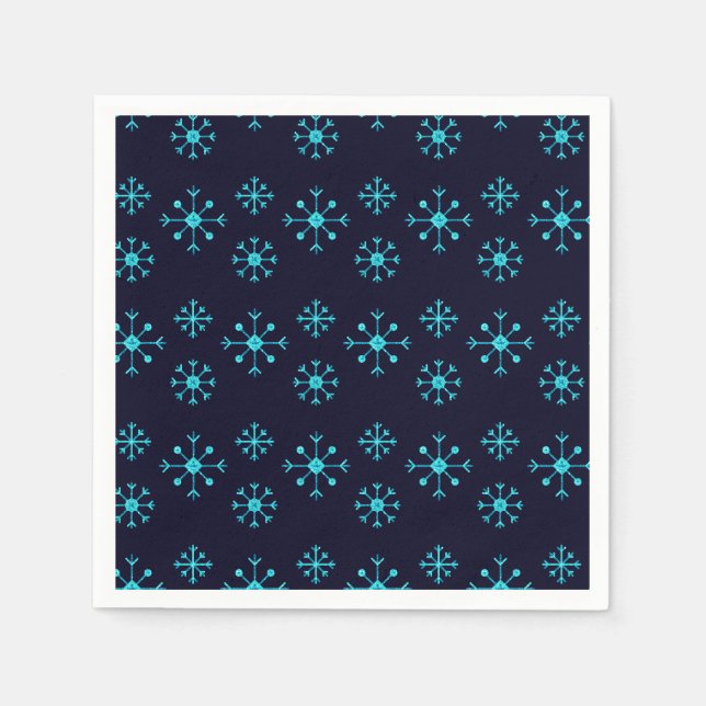 Blue Glitter Snowflakes Napkins (Front)