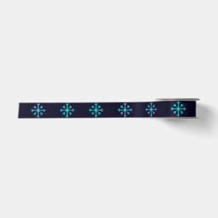 Blue Glitter Snowflakes Satin Ribbon