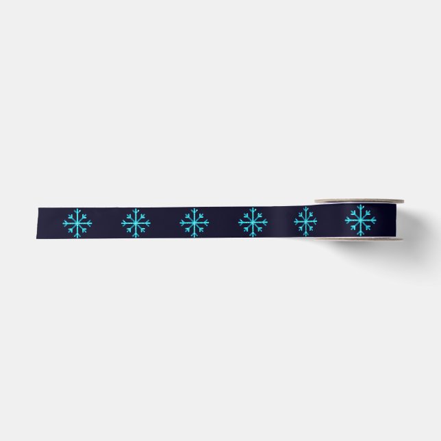 Blue Glitter Snowflakes Satin Ribbon (Front)