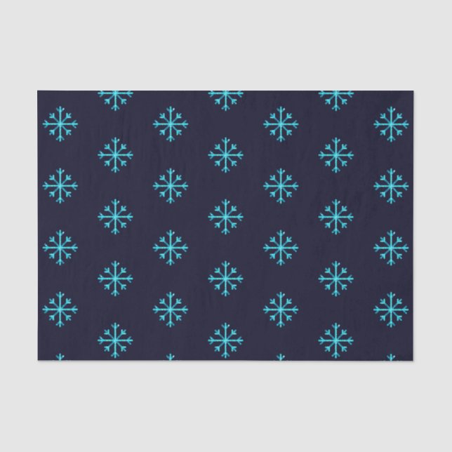Blue Glitter Snowflakes Tissue Paper (Front)