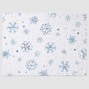 Blue Glitter Snowflakes Tissue Paper