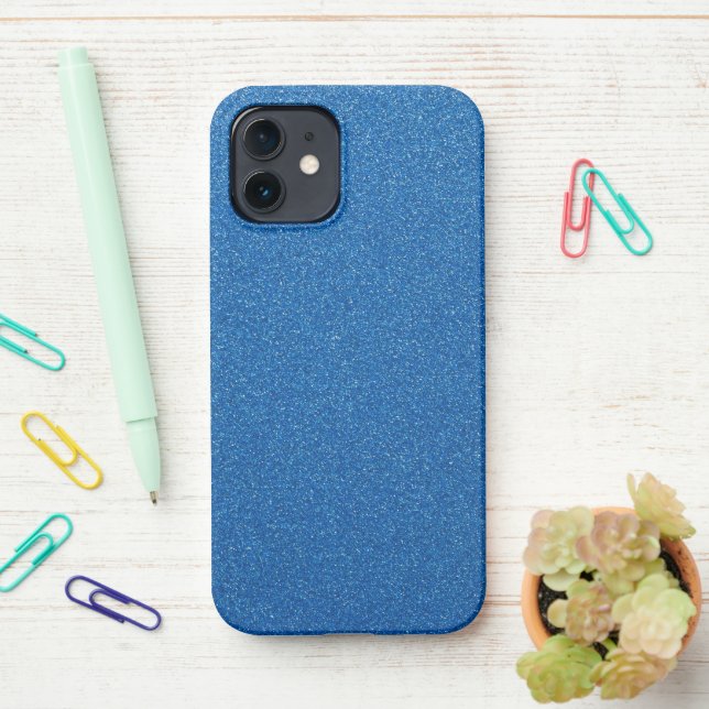 Blue Glitter, Sparkle, Glitter Background iPhone Case (On Desk)