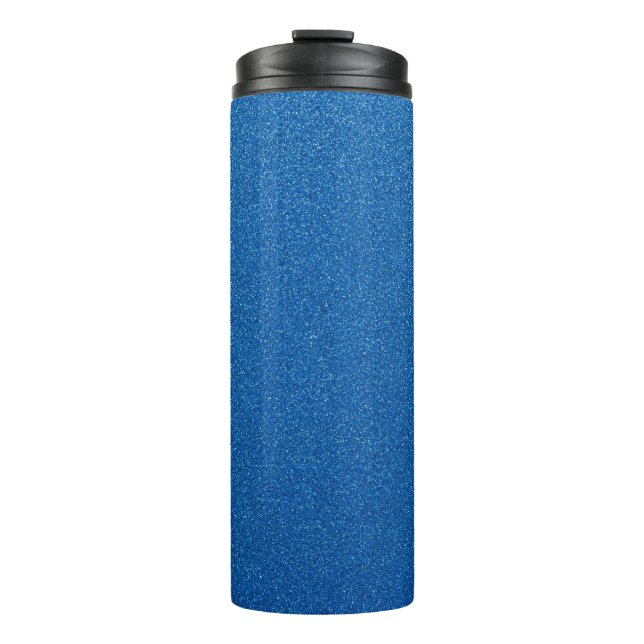 Blue Glitter, Sparkle, Glitter Background Thermal Tumbler (Front)