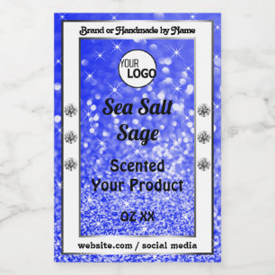 Blue Glitter Sparkling Stars Product Labels Logo