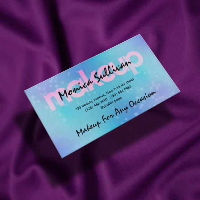 Blue glitter sparkly Makeup artist Business Card (Creator Uploaded)