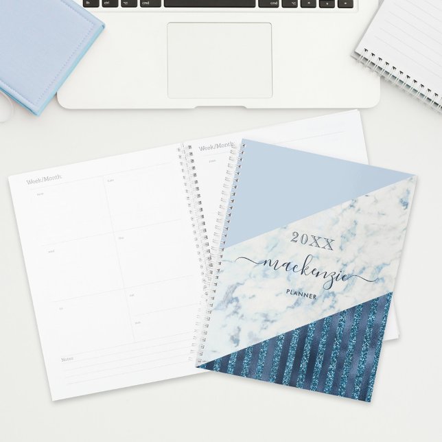 Blue Glitter Stripes 2025 Script Name Planner (Creator Uploaded)