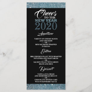 Blue Glitter Stripes, New Year Menu
