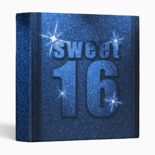 Blue Glitter Sweet 16 Birthday Binder