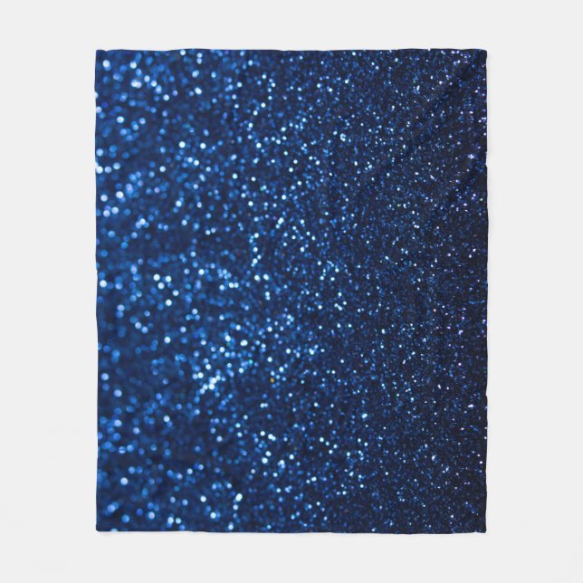 Blue Glitter Texture Festive Sparkle Fleece Blanket (Front)