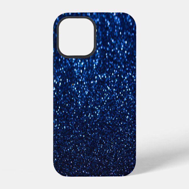 Blue Glitter Texture Festive Sparkle iPhone Case (Back)
