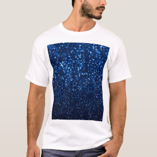 Blue Glitter Texture Festive Sparkle T-Shirt