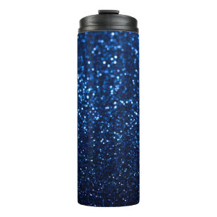Blue Glitter Texture Festive Sparkle Thermal Tumbler
