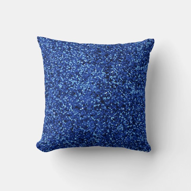Blue Glitter Throw Pillow (Front)