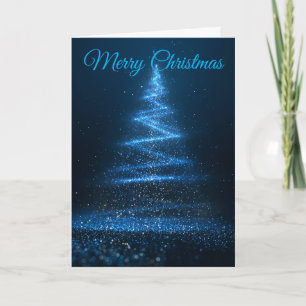 Blue Glitter Tree Holiday Card