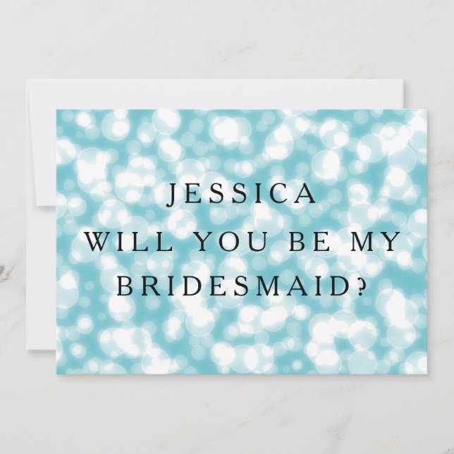 Blue Glitter Will You Be My Bridesmaid Invitation (Front)