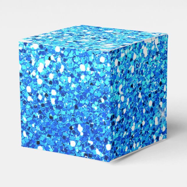 Blue Glitters Sparkles Texture Favor Box (Front Side)
