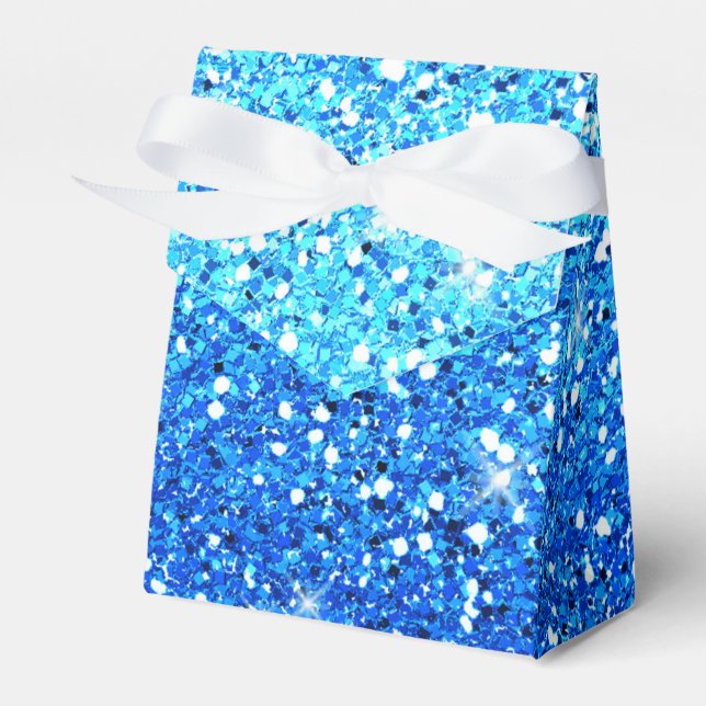 Blue Glitters Sparkles Texture Favor Box (Front Side)