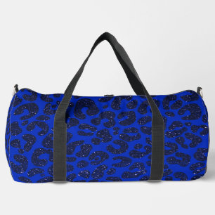 Blue Glittery Leopard Pattern Duffle Bag