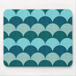 Blue Glittery Mermaid Scales Pattern Mouse Pad