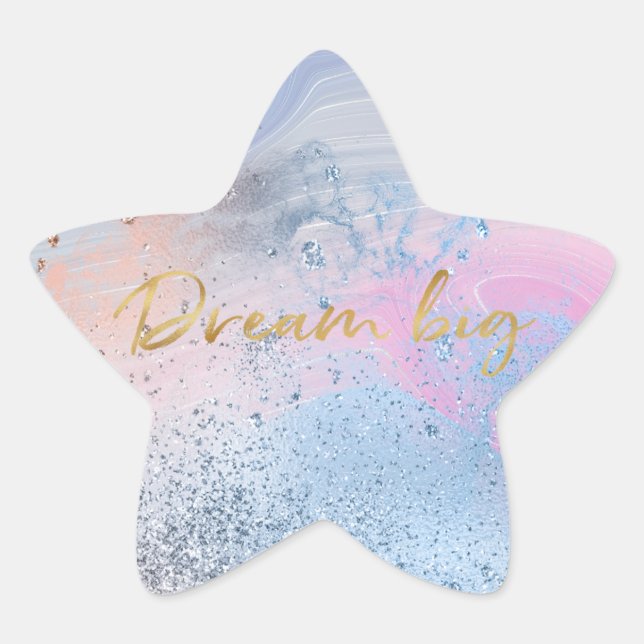Blue Glitz Sparkle Gold Dream   Star Sticker (Front)