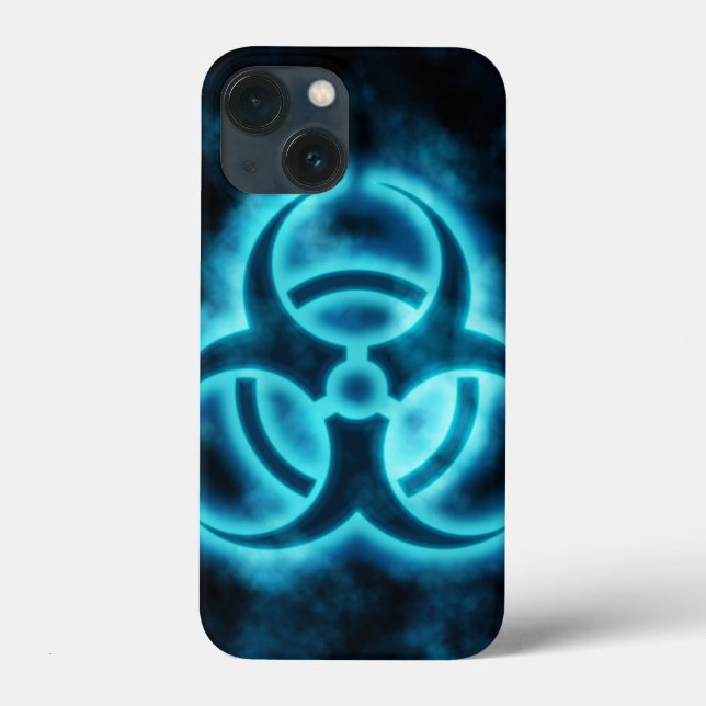 Blue Glo Biohazard iPhone Case (Back)