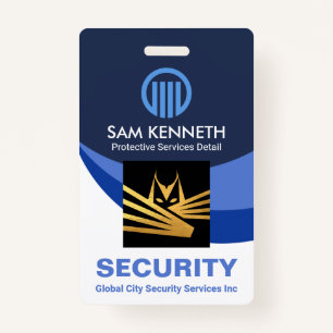 Blue Global Wave Press Staff Photo Security Badge