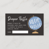 Blue Globe Baby Shower Diaper Raffle Ticket