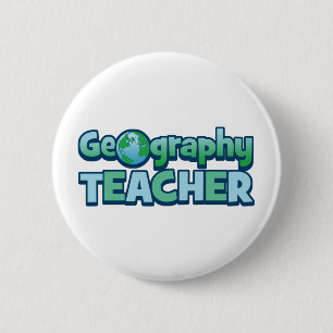 Blue Globe Geography Teacher 2 Inch Round Button