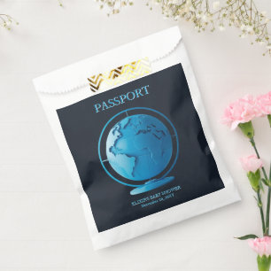 Blue Globe Passport Travel Baby Shower Favour Bag