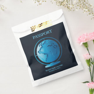 Blue Globe Passport Travel Baby Shower Favour Bag