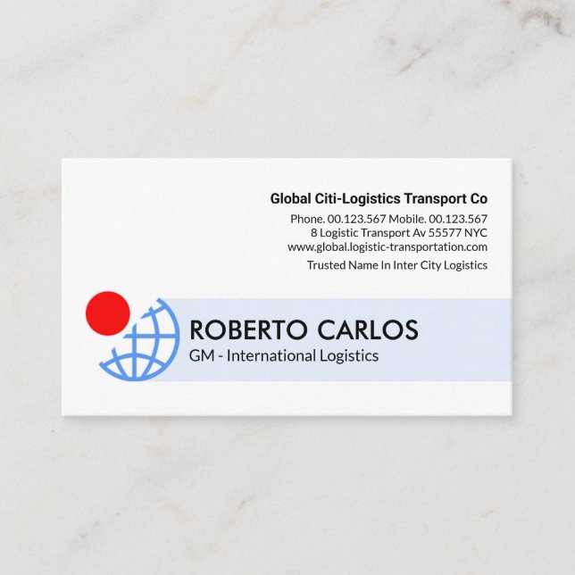 Blue Globe Red Sun Satellite Logistic Business Card (Front)