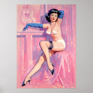 Blue Gloves Pinup Poster