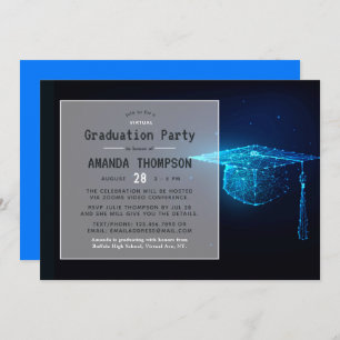 Blue Glow Futuristic Virtual Graduation Party Invitation
