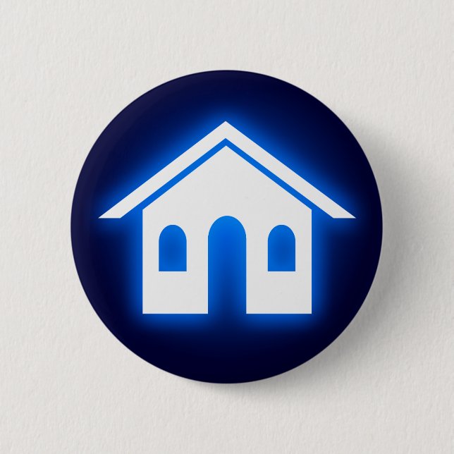 blue glow home 2 inch round button (Front)
