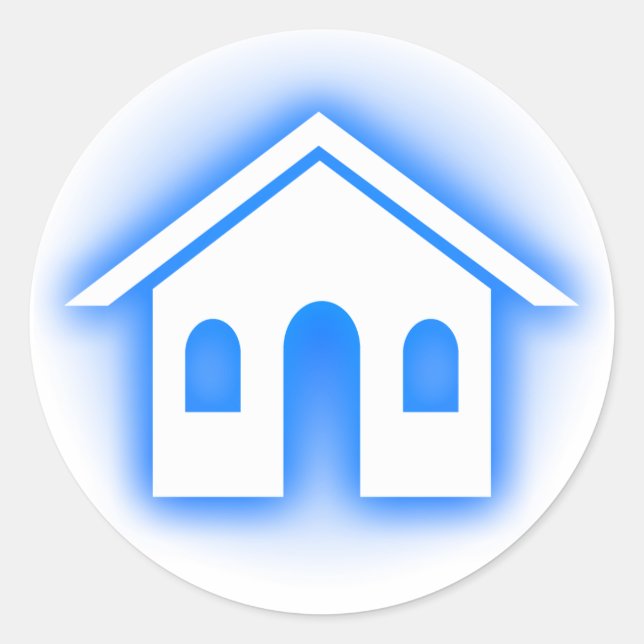 blue glow home classic round sticker (Front)