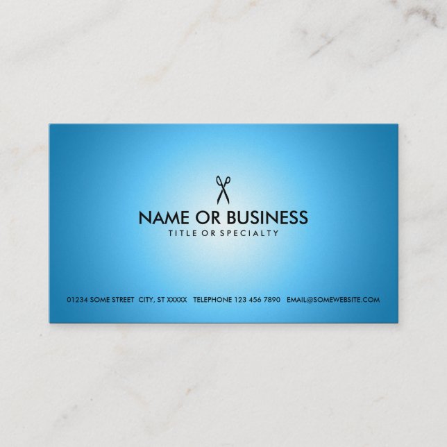 blue glow scissors business card (Front)