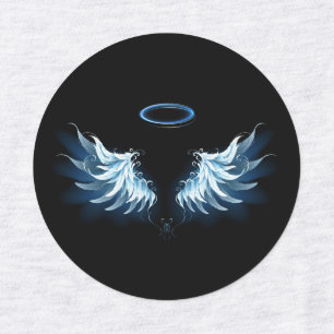Blue Glowing Angel Wings on black background