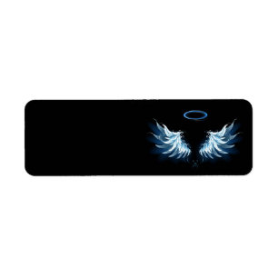 Blue Glowing Angel Wings on black background