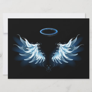 Blue Glowing Angel Wings on black background