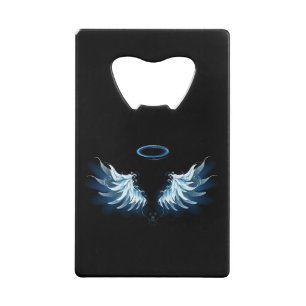 Blue Glowing Angel Wings on black background
