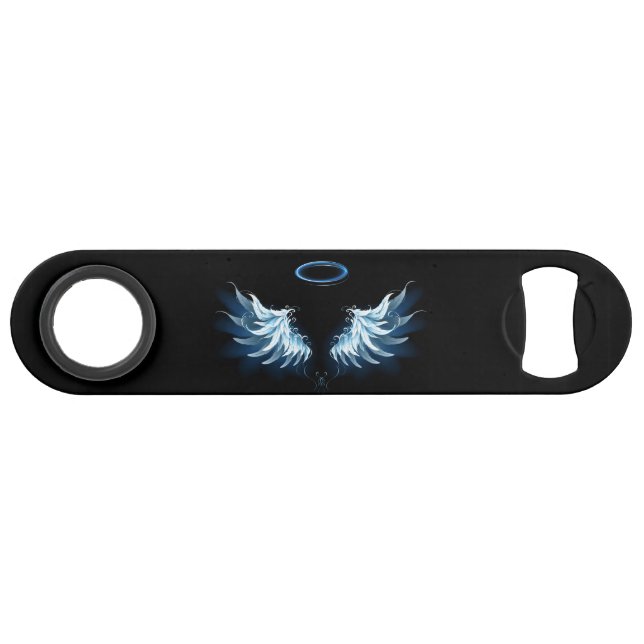 Blue Glowing Angel Wings on black background (Devant (Horizontal))