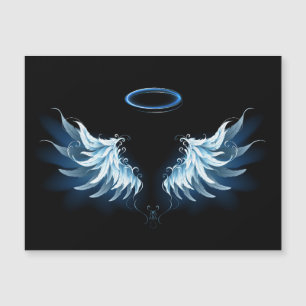 Blue Glowing Angel Wings on black background