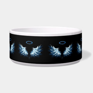 Blue Glowing Angel Wings on black background