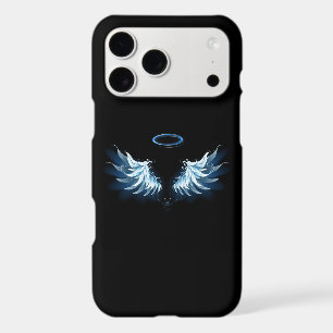 Blue Glowing Angel Wings on black background