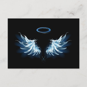 Blue Glowing Angel Wings on black background Advice Card