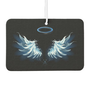 Blue Glowing Angel Wings on black background Air Freshener