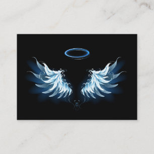 Blue Glowing Angel Wings on black background Appointment Card