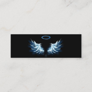 Blue Glowing Angel Wings on black background Loyalty Card