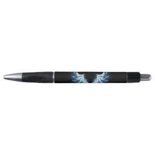 Blue Glowing Angel Wings on black background Pen